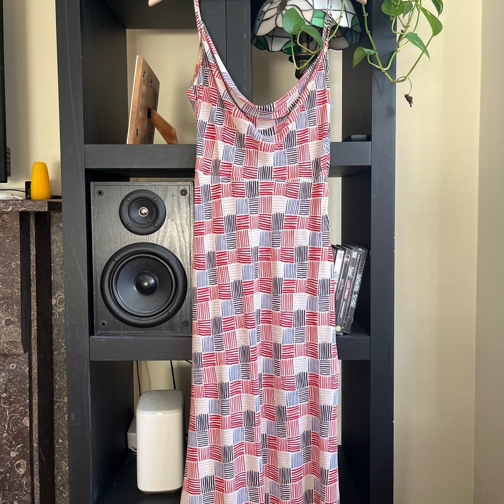 Reformation Par Sleeveless Checker Slip Dress in Red, Blue, White